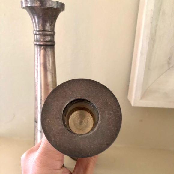 Pottery Barn silver taper candlesticks set of two - Picture 2 of 4